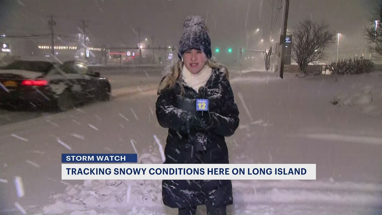 Heavy Snow Falls Across Long Island Creating Slick Road Conditions